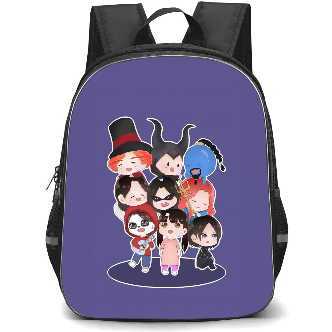 Twice Backpack StudentPack - Twice Member Cartoon Art On Purple Background