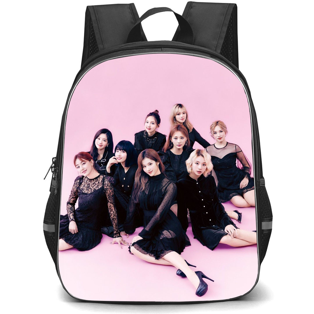 Twice Backpack StudentPack - Twice Member Sitting On Pink Background
