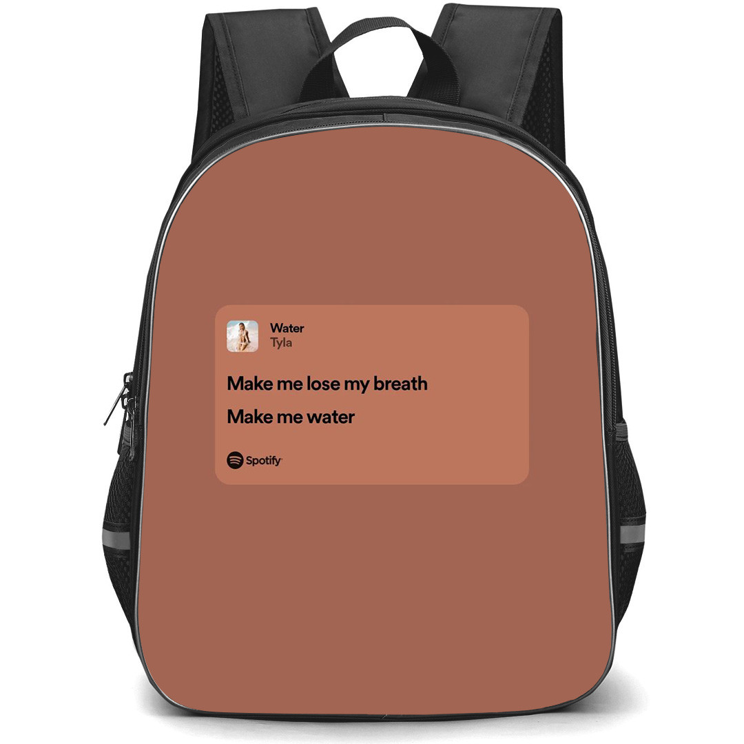 Tyla X Ayra Backpack StudentPack - Tyla Song Water Spotify Playlist Brown Background