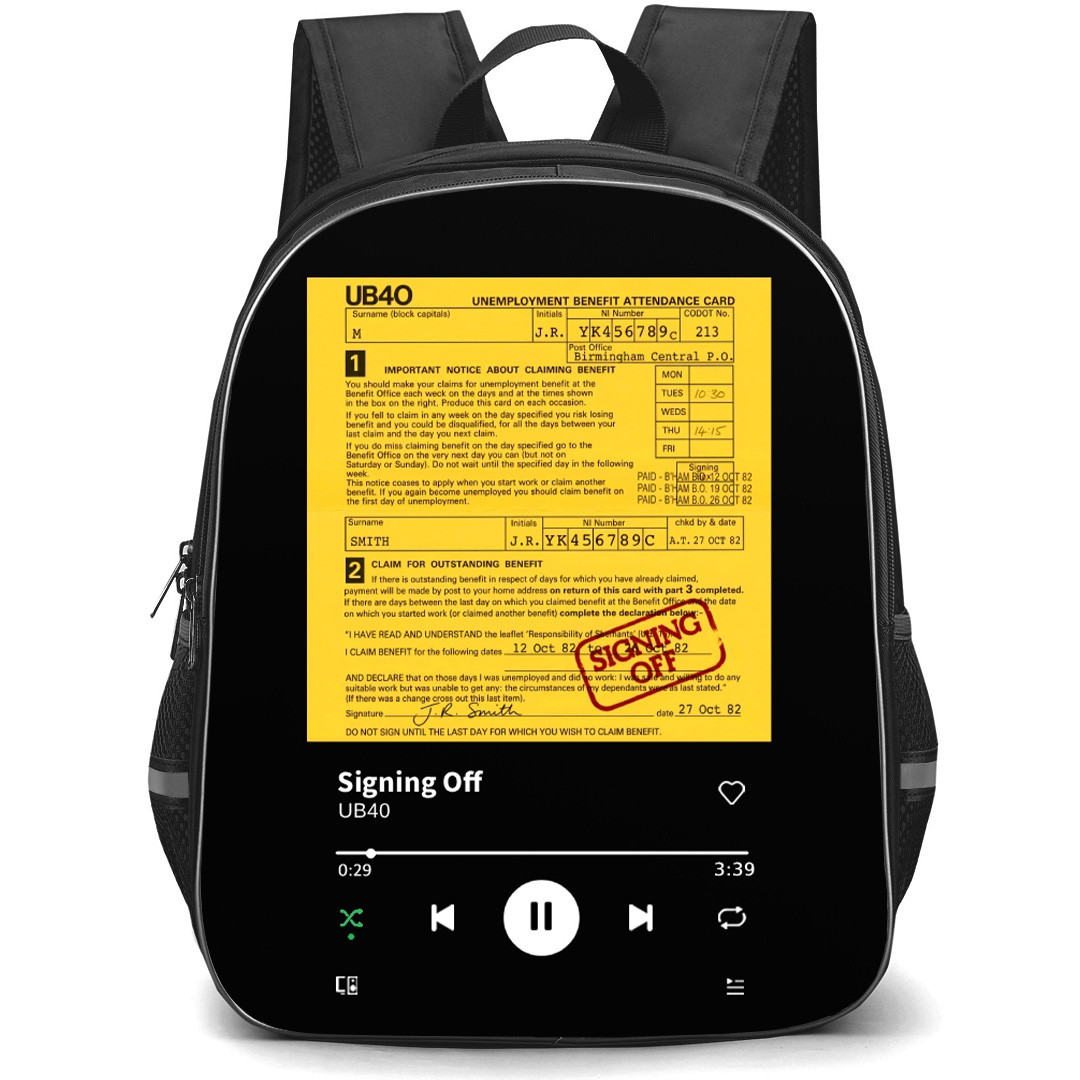 UB40 Backpack School Bag StudentPack - UB40 Signing Off Album Cover