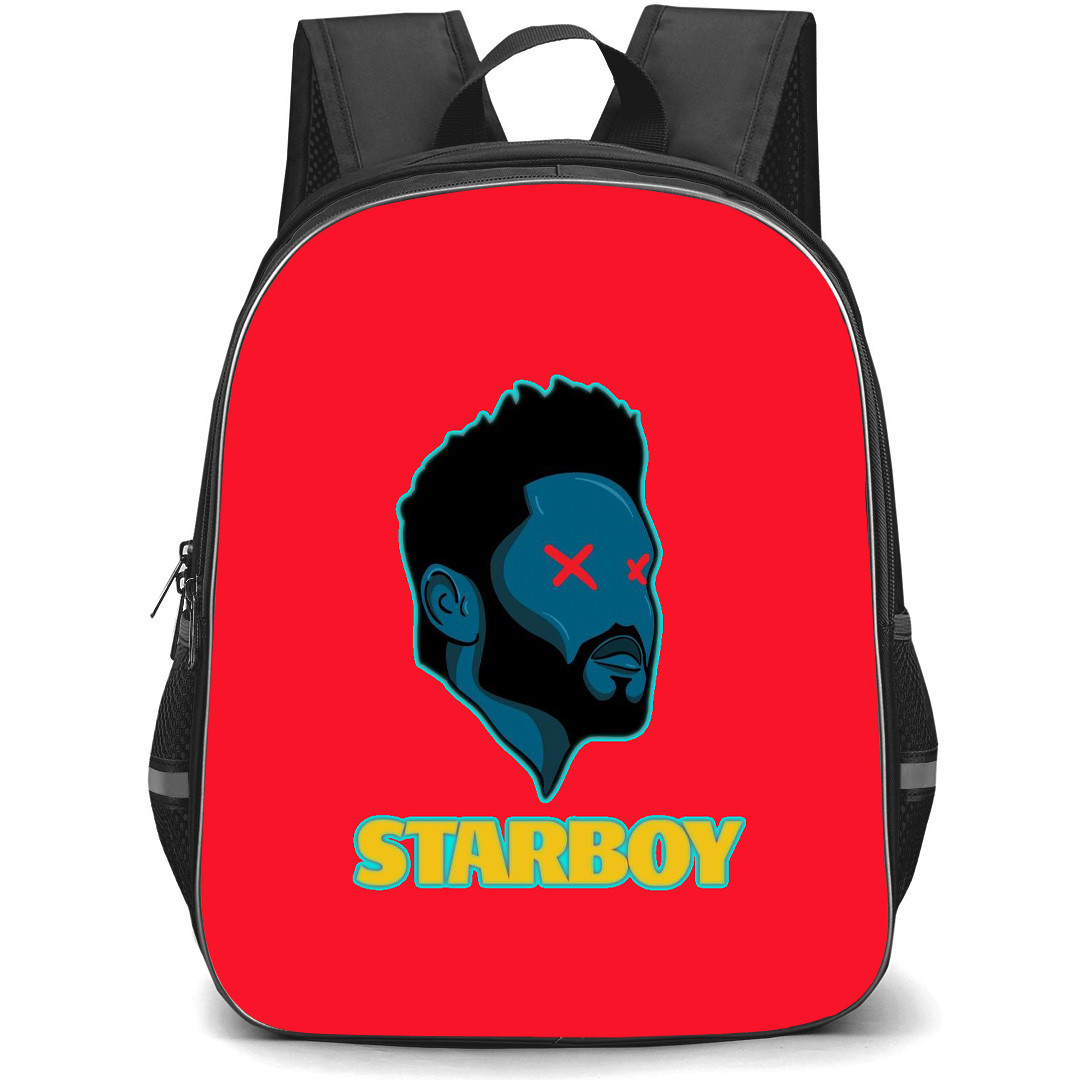 The Weeknd Backpack StudentPack - The Weeknd Starboy Cross Eyes Pop Art On Red Background