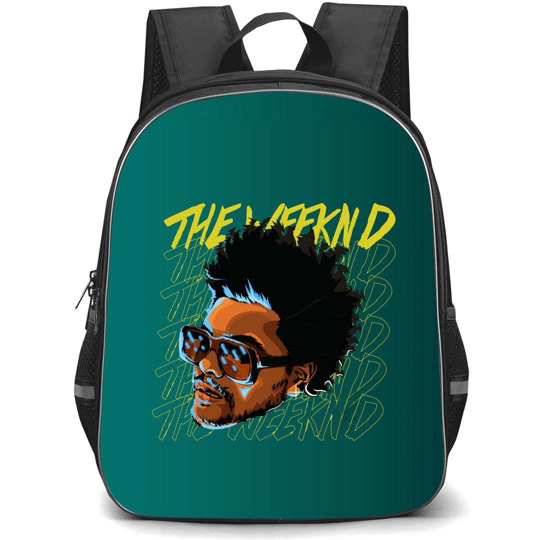 The Weeknd Backpack StudentPack - The Weeknd Side Portrait Pop Art Album Green Background