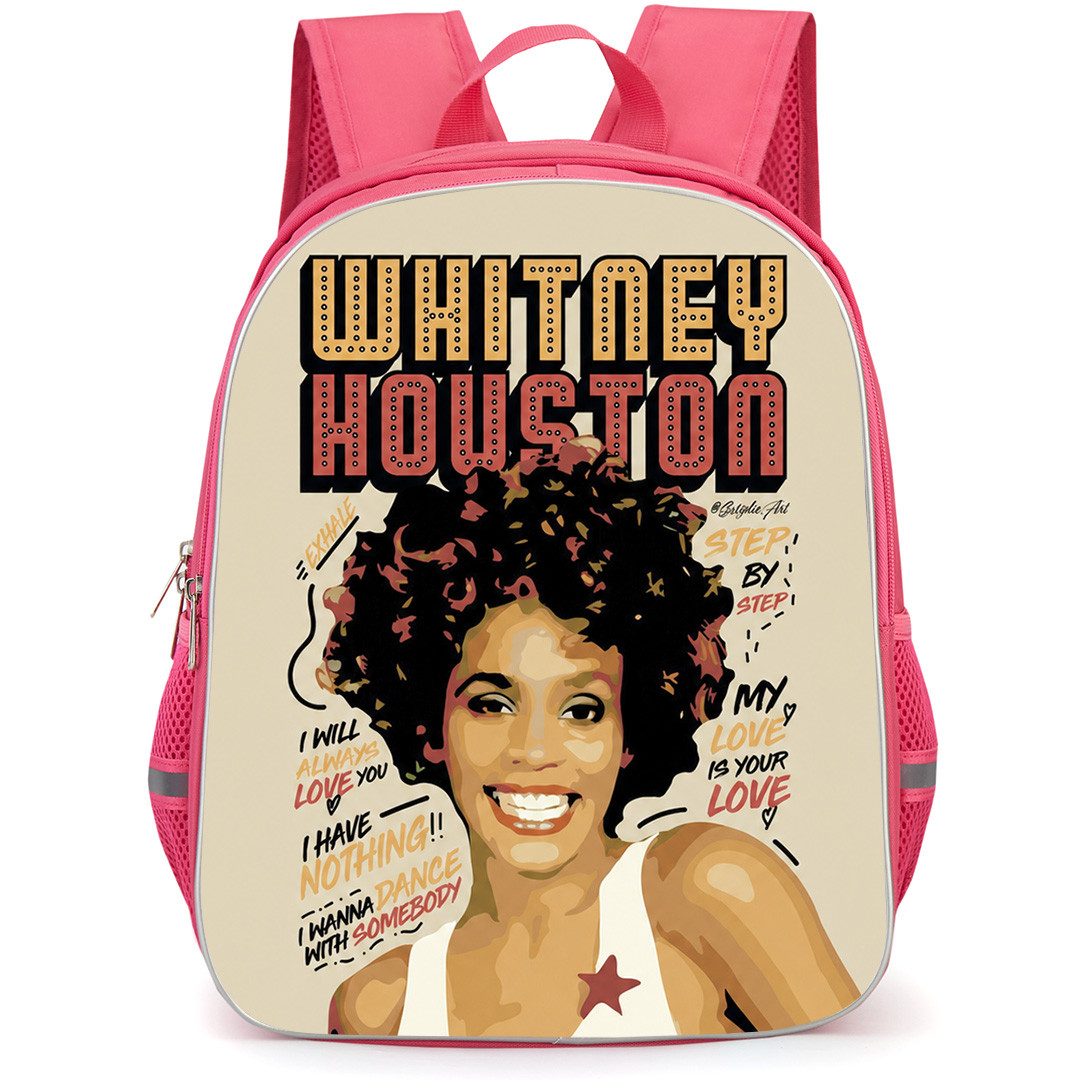 Whitney Houston Backpack School Bag StudentPack - Smiling Portrait Cartoon Art Retro Poster