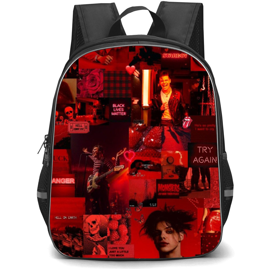 Yungblud Backpack School Bag StudentPack - Yungblud Red Collage