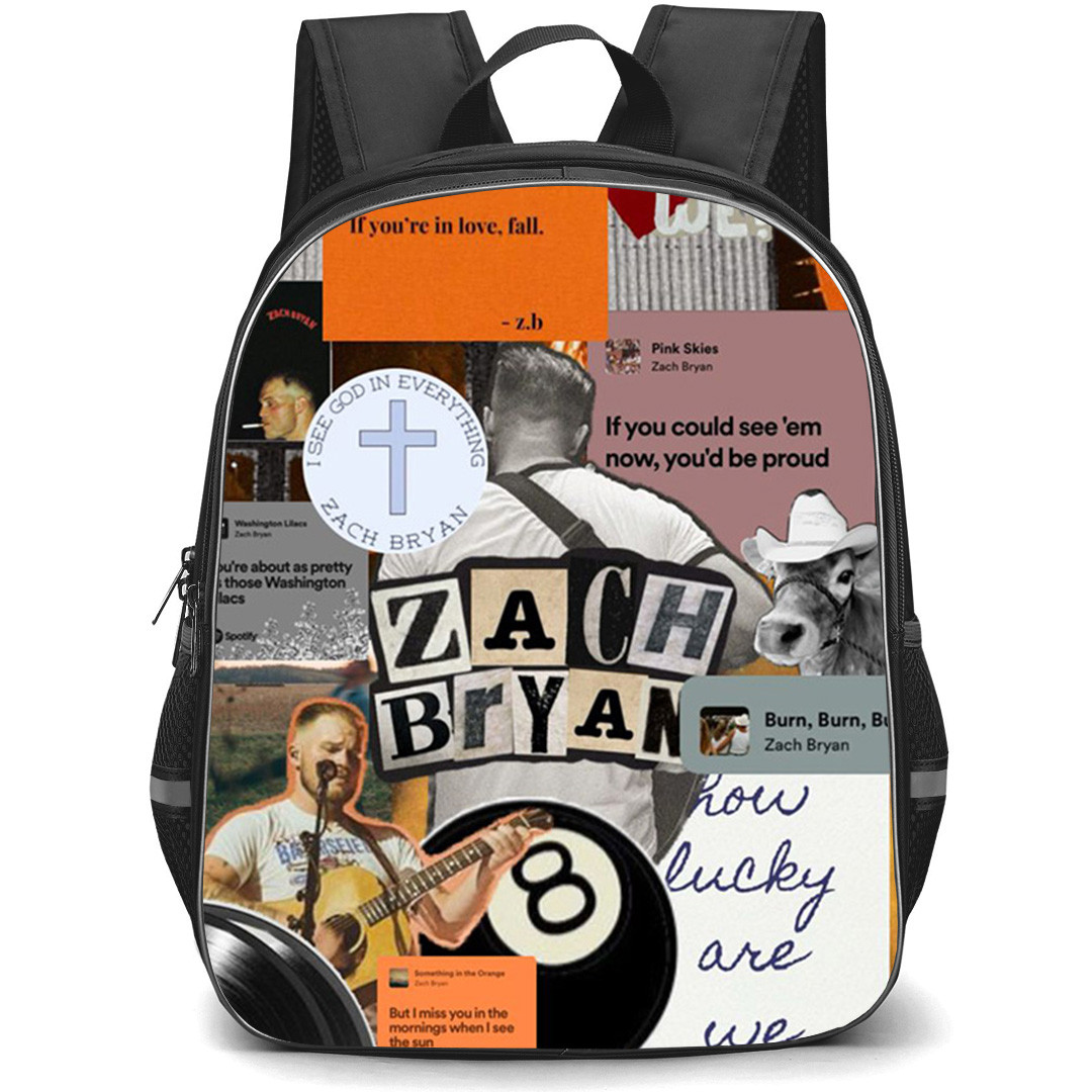 Zach Bryan Backpack School Bag StudentPack - Zach Bryan Songs Quotes Collage Poster