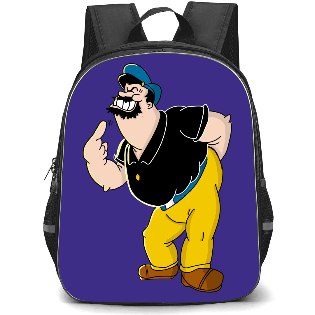 Popeye Bluto Backpack StudentPack - Bluto Grumpy Pointing At Self Cartoon Art