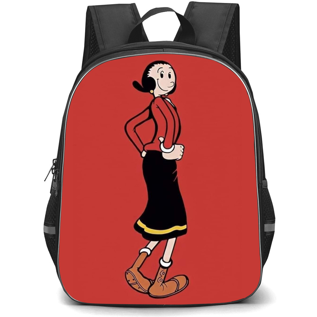 Popeye Olive Backpack StudentPack - Olive Oyl Standing Pose Red Background