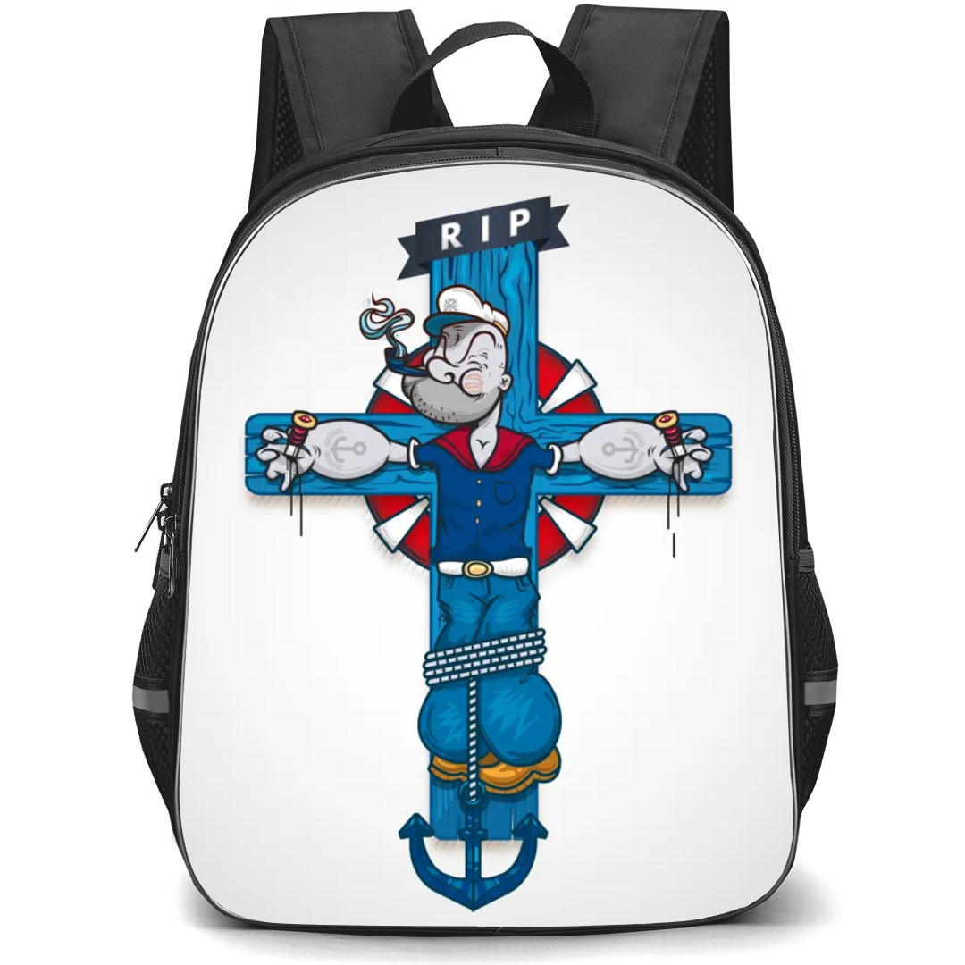 Popeye Backpack StudentPack - Popeye in Blue Cross Cartoon
