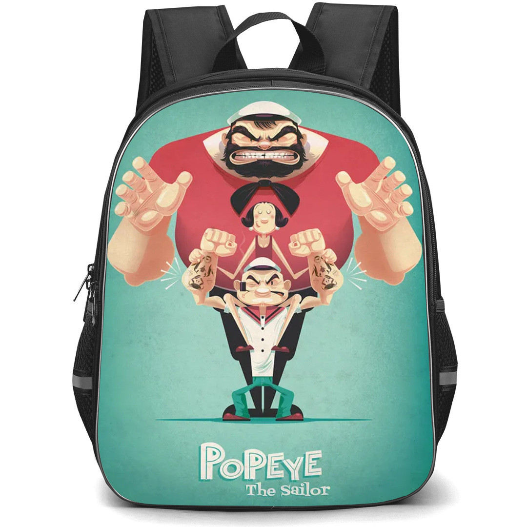 Popeye Backpack StudentPack - Popeye Olive Bluto Portrait Vintage Illustration