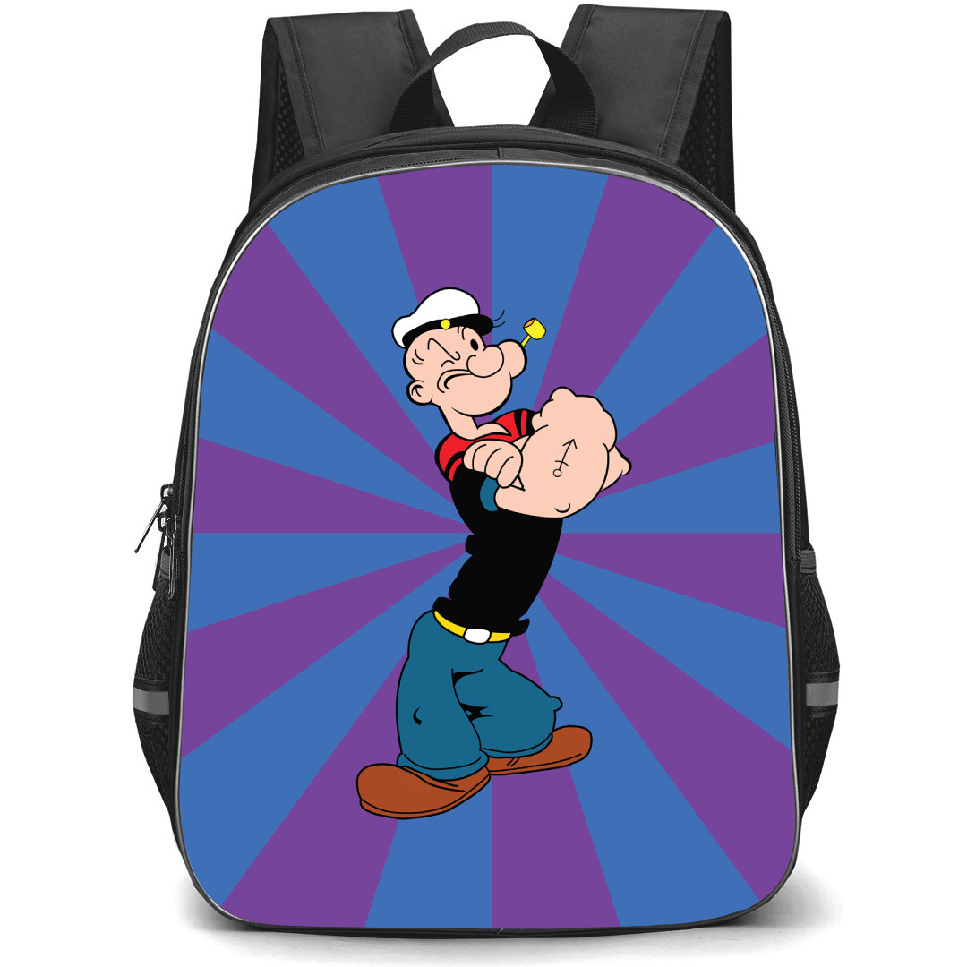 Popeye Backpack StudentPack - Popeye Standing Pose Blue Violet Background