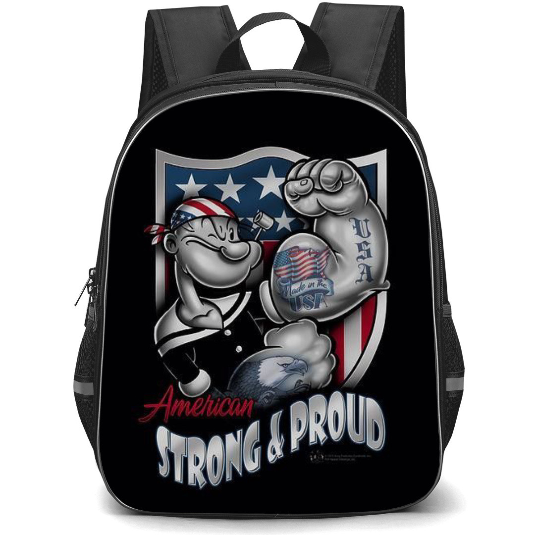 Popeye Backpack StudentPack - Popeye Strong And Proud Black Background