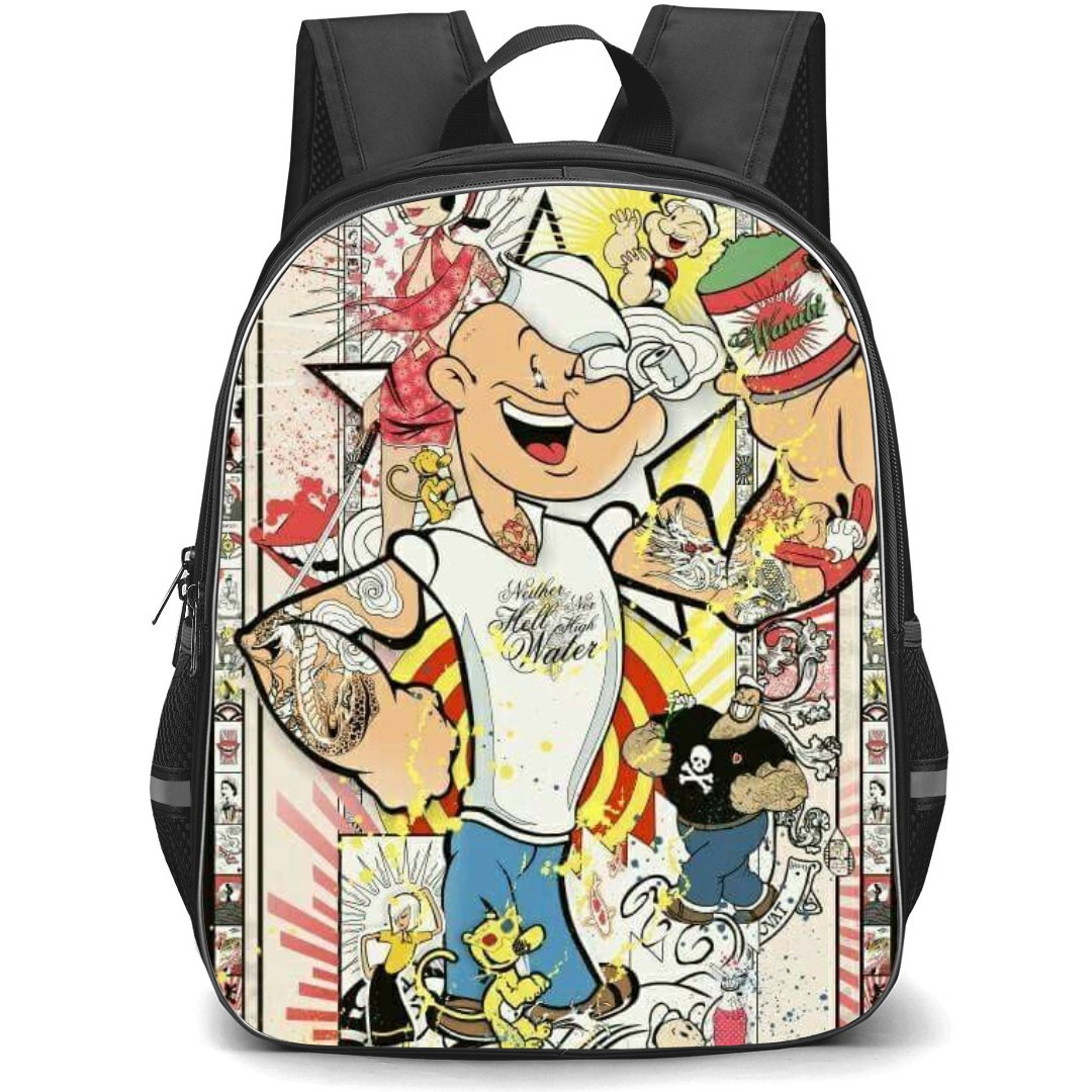 Popeye Backpack StudentPack - Popeye Vintage Art Collage Background