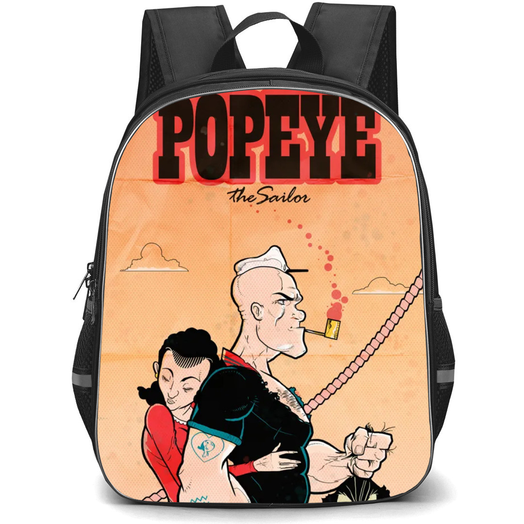 Popeye Backpack StudentPack - Popeye And Olive Holding Head Vintage Cartoon Art