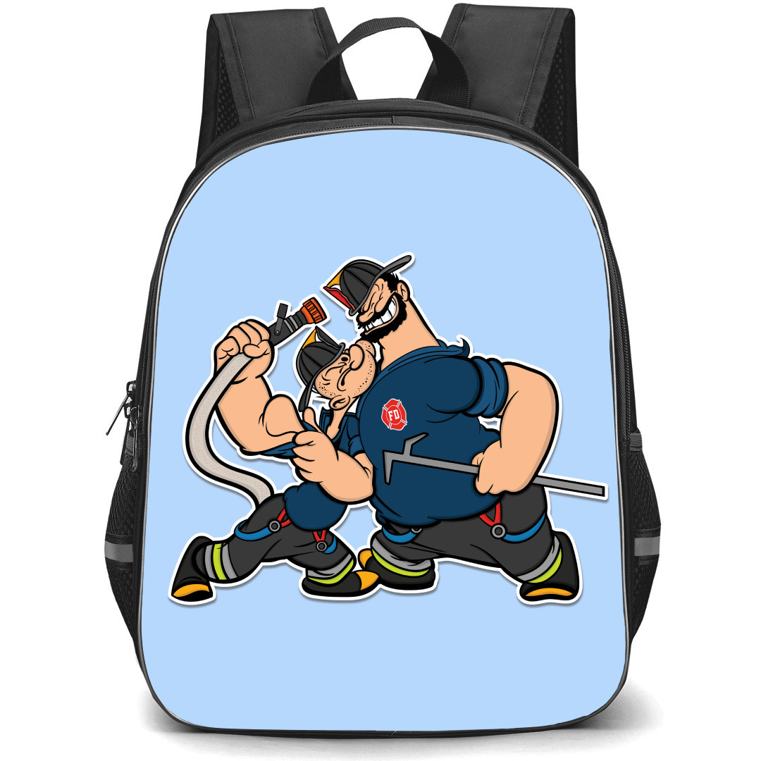 Popeye Backpack StudentPack - Popeye And Bluto Fighting Holding Tools