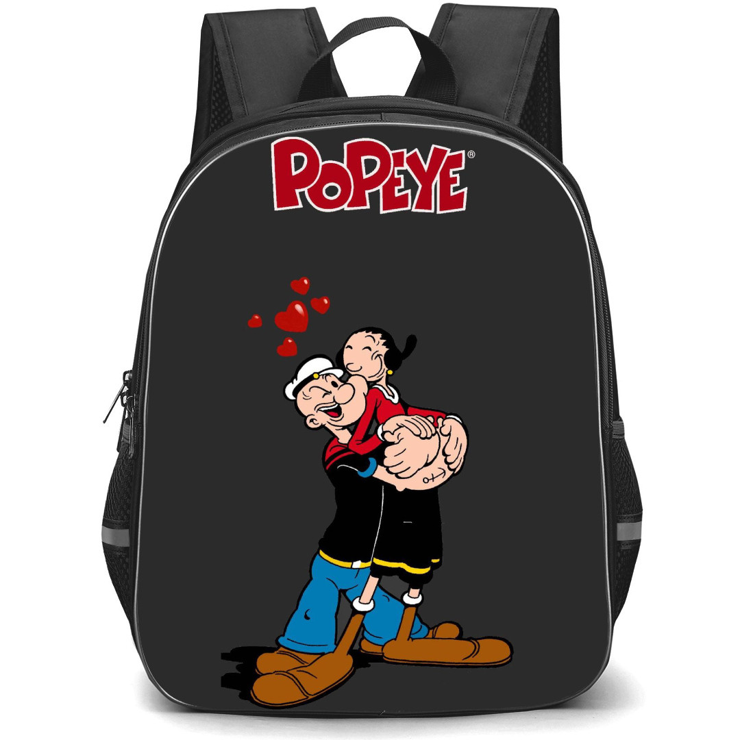 Popeye Backpack StudentPack - Popeye And Olive Sweet Pose Hearts Cartoon Art