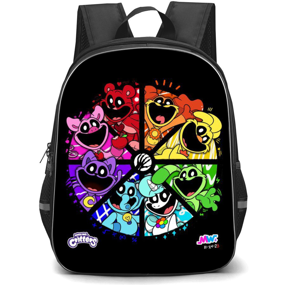Poppy Play Time Backpack StudentPack - Characters Smile Circle Collage On Black Background