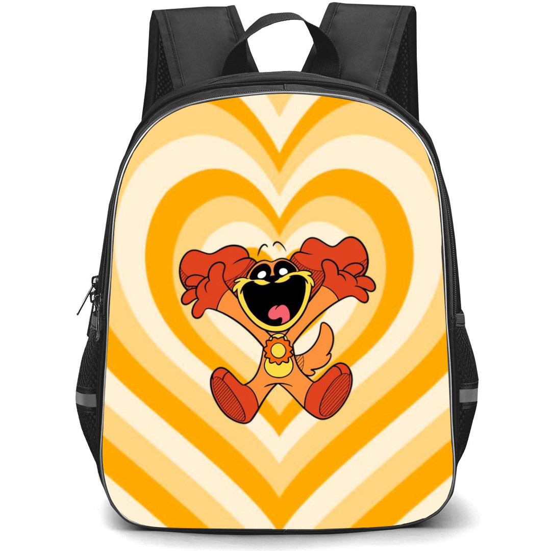 Poppy Play Time Dogday Backpack StudentPack - Dogday Happy Jumping Heart Background