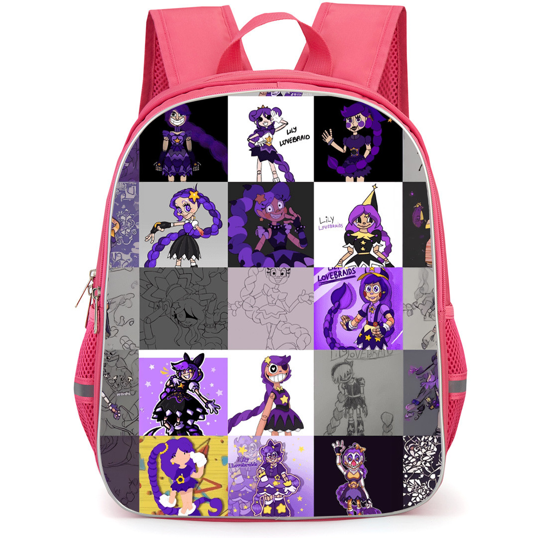 Poppy Playtime Lily Lovebraids Backpack School Bag StudentPack - Lily Lovebraids Checker Board Collage