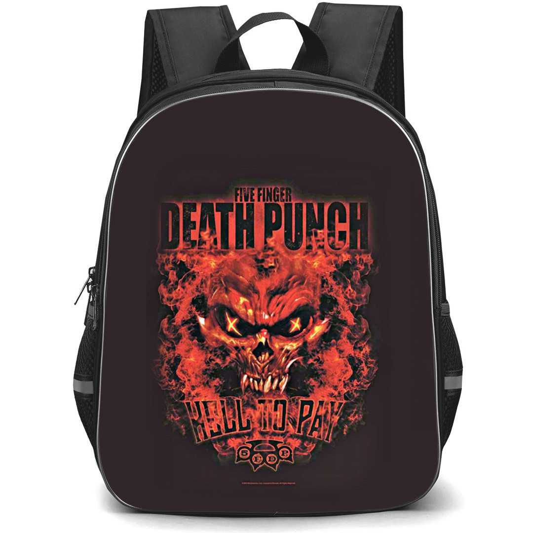 Five Finger Death Punch Backpack School Bag StudentPack - Hell To Pay Skull Fire Poster
