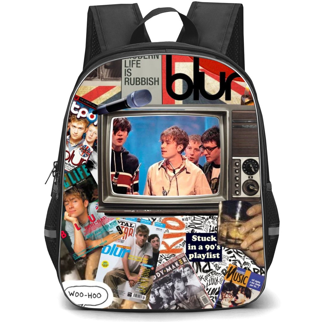 Pop Star Blur Backpack StudentPack - Damon Albarn Portrait Magazine Collage Retro Art