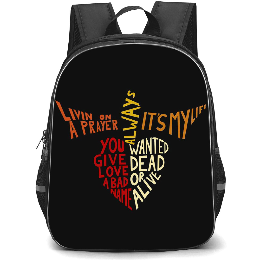 Bon Jovi Backpack StudentPack - Bon Jovi Song Lyric Word Art On Black Background