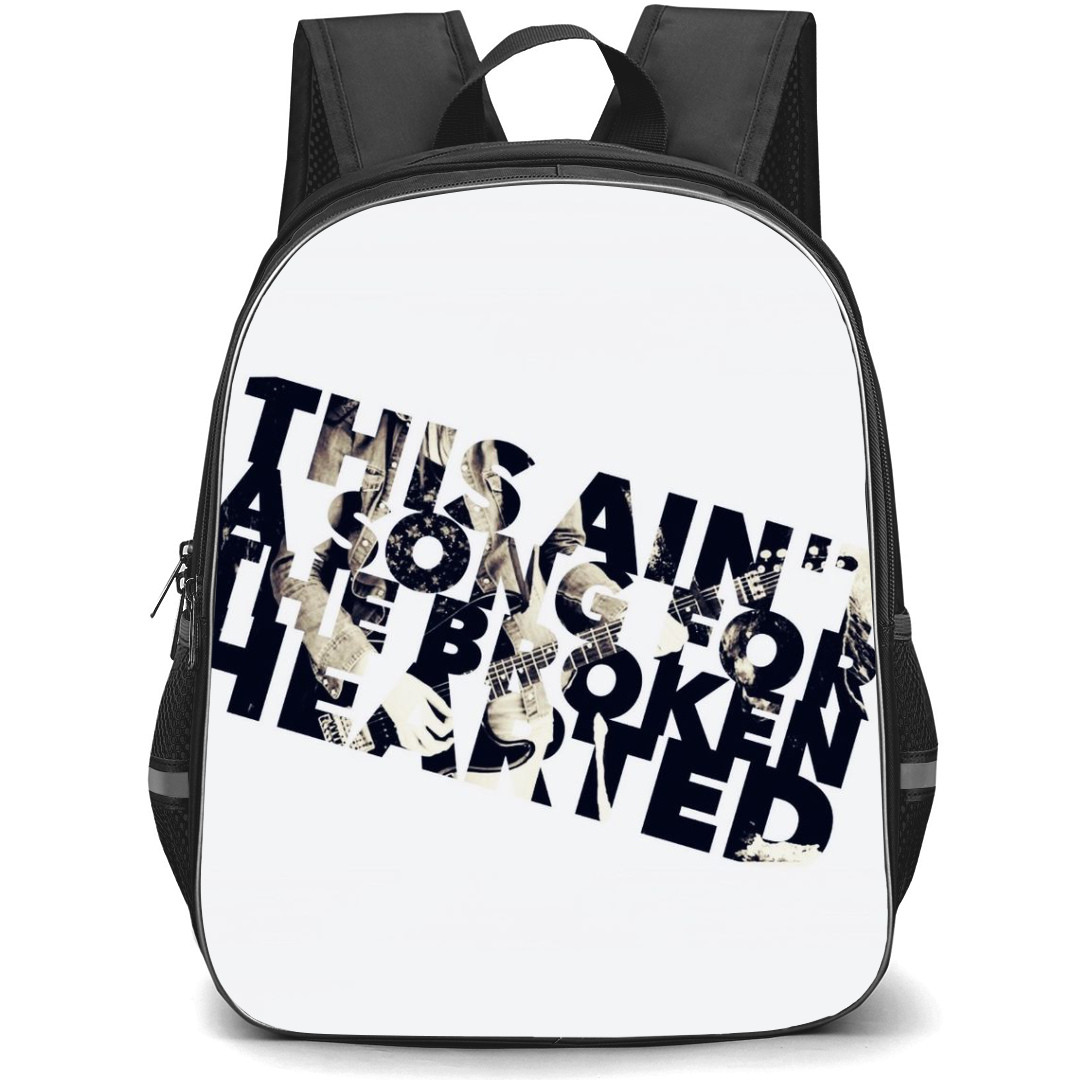 Bon Jovi Backpack StudentPack - Bon Jovi This Aint A Song For The Broken Hearted Word Art On White Background