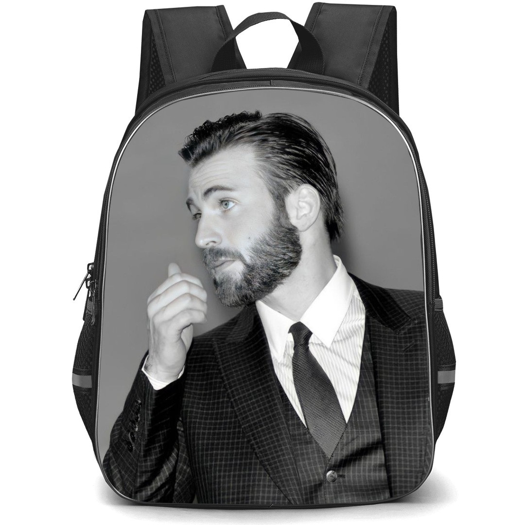 Pop Star Chris Evans Backpack StudentPack - Chris Evans Side Portrait Grayscale