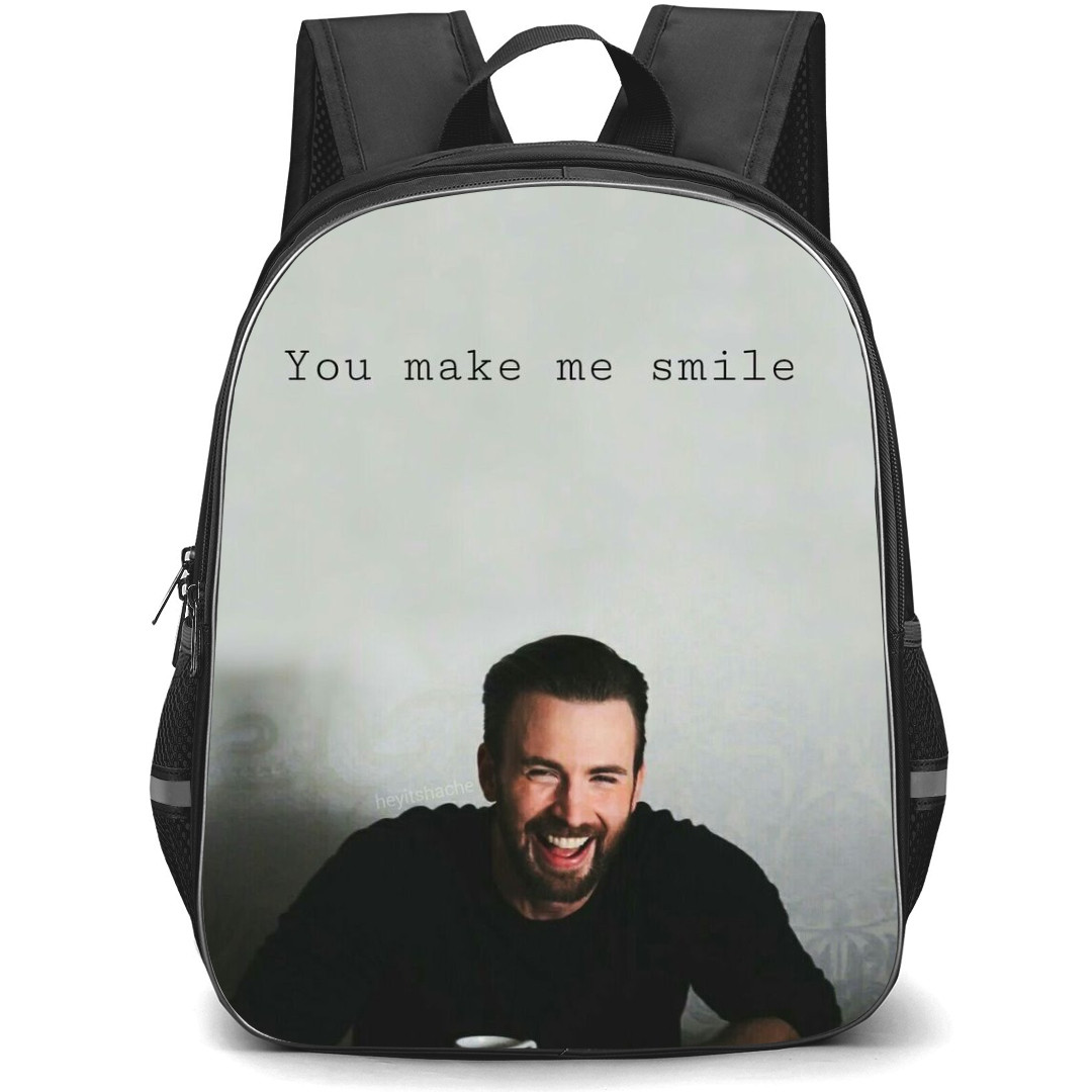 Pop Star Chris Evans Backpack StudentPack - Chris Evans You Make Me Smile Portrait