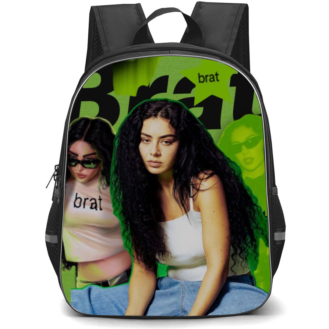 Charli XCX Backpack Student Pack - Charli XCX Sitting Brat Poses Background