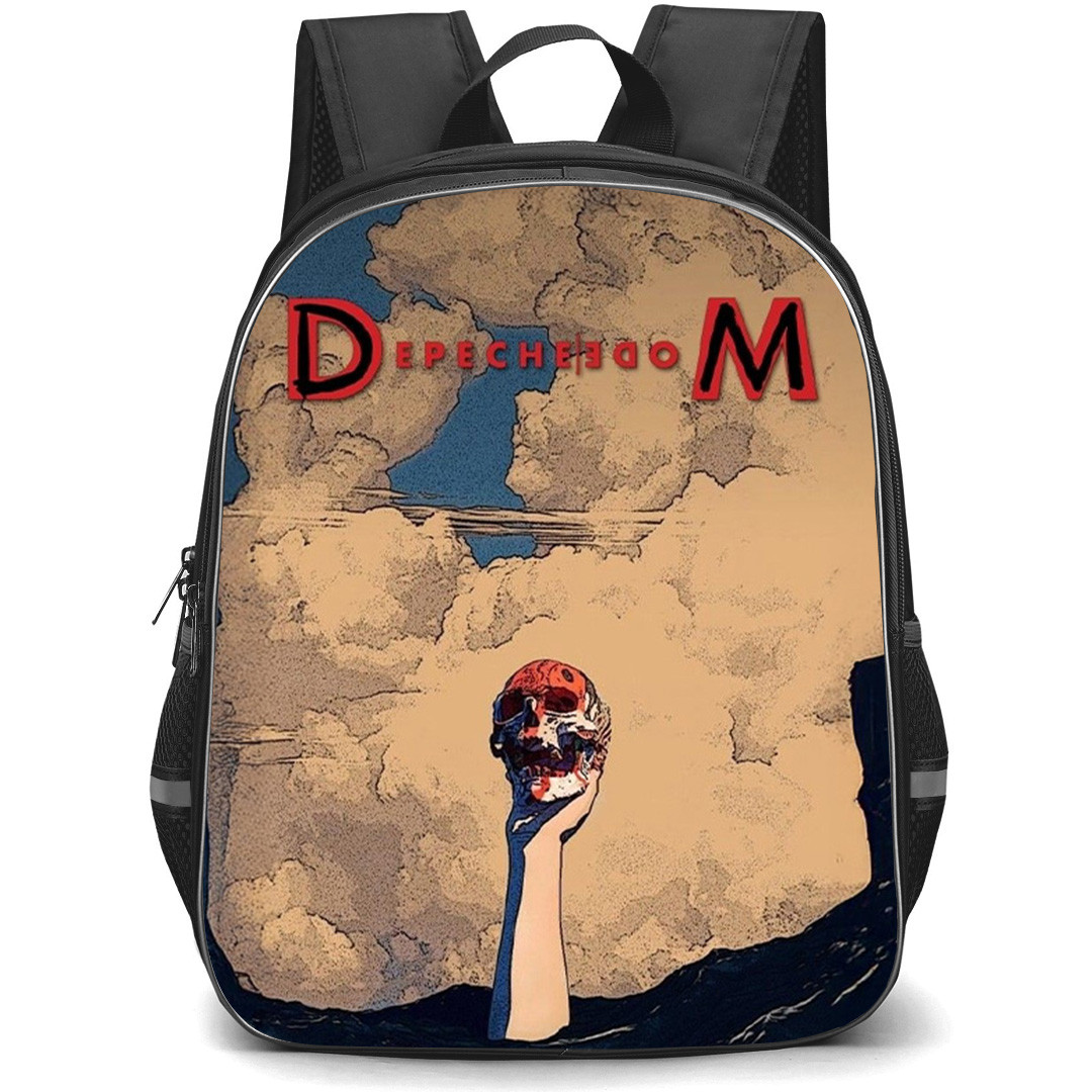 Depeche Mode Backpack School Bag StudentPack - Depeche Mode A Hand Holding a Skull Retro Illustration Art Poster