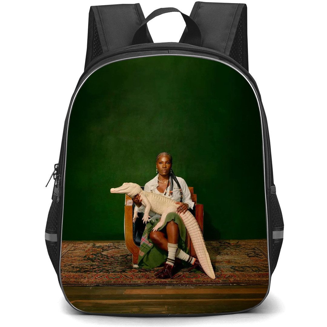 Deochii Backpack StudentPack - Doechii Sits Holding Crocodile Green Background