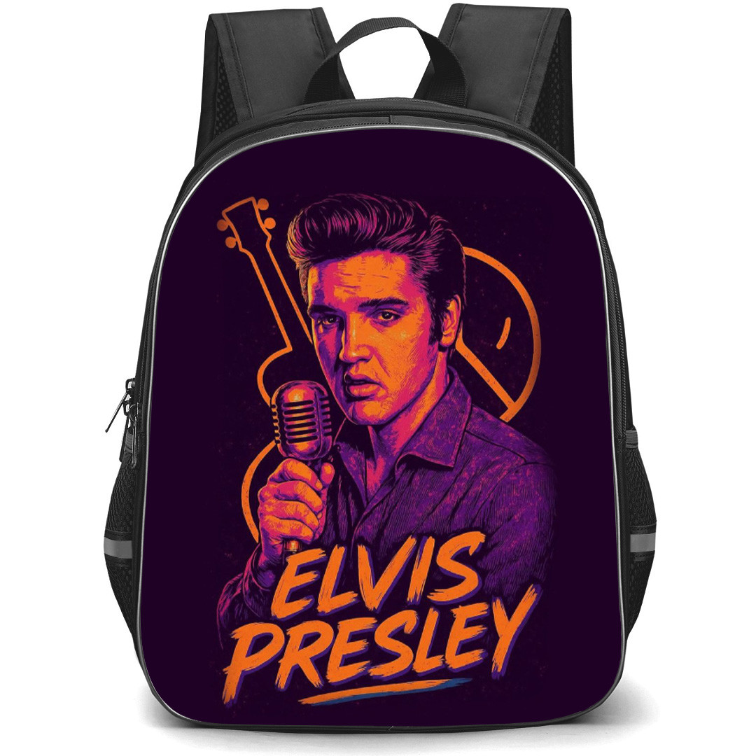 Elvis Presley Backpack School Bag StudentPack - Fierce Microphone Portrait Violet Poster