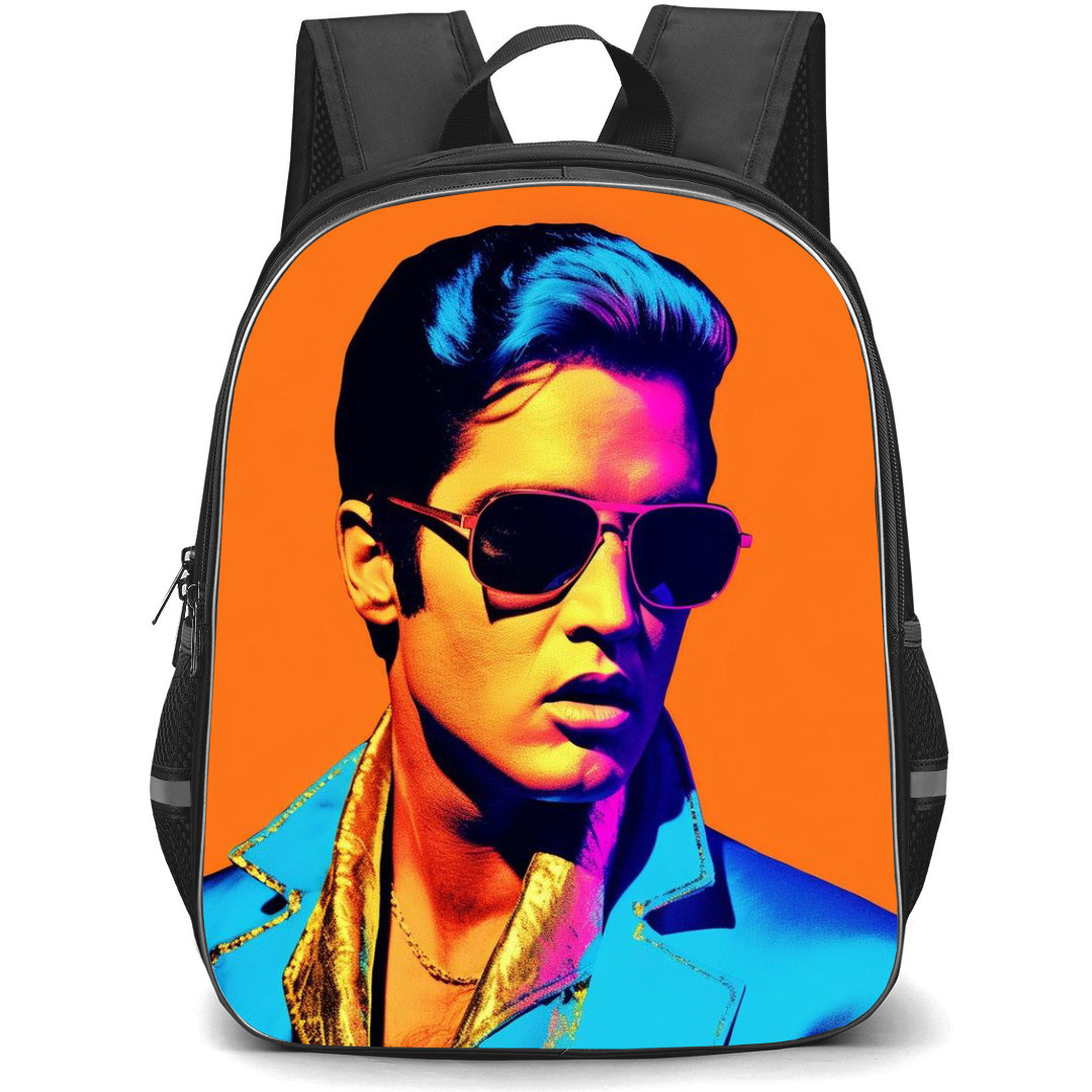 Elvis Presley Backpack School Bag StudentPack - Fierce Shades Portrait Orange Background