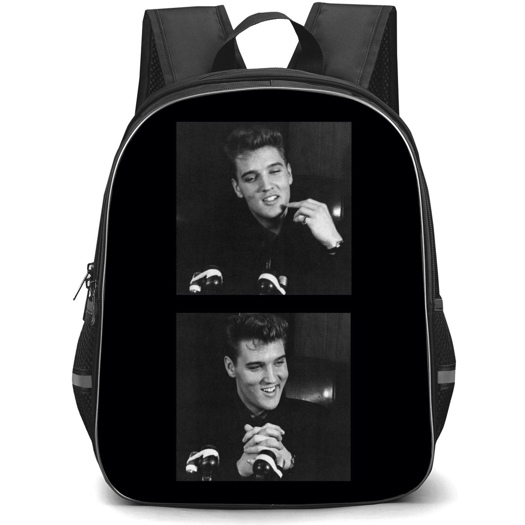 Elvis Presley Backpack School Bag StudentPack - Smiling Portrait Collage Grayscale Poster