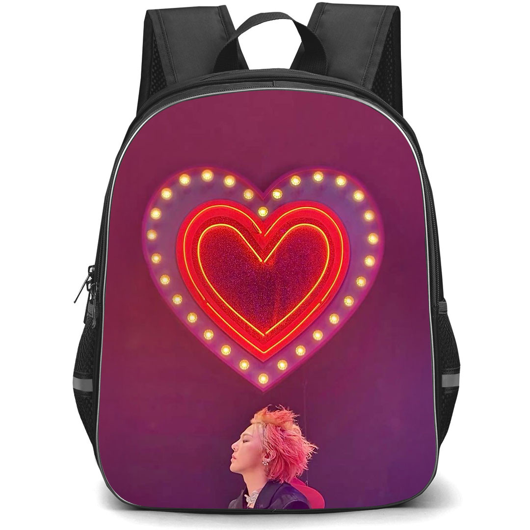 G Dragon Backpack School Bag StudentPack - G Dragon With Neon Heart Retro Poster