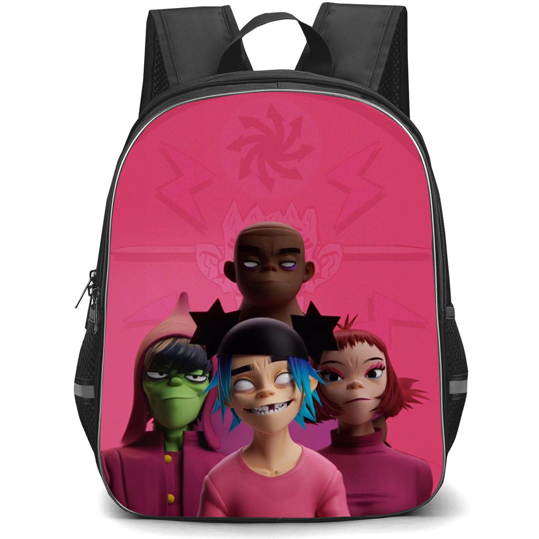 Gorillaz Backpack StudentPack - Gorillaz Member 3D Portrait On Pink Background