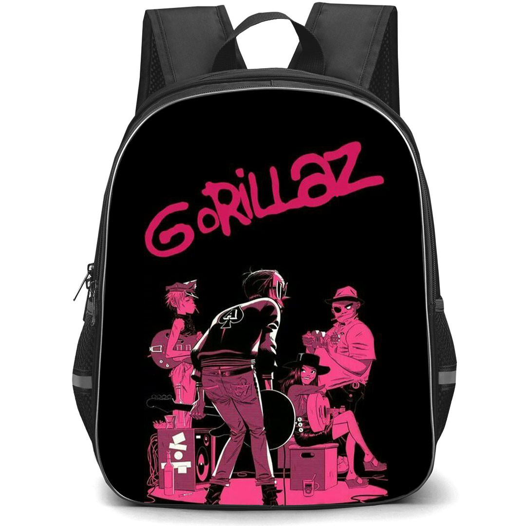Gorillaz Backpack StudentPack - Gorillaz Member Performing On Stage Red Illustration On Black Background