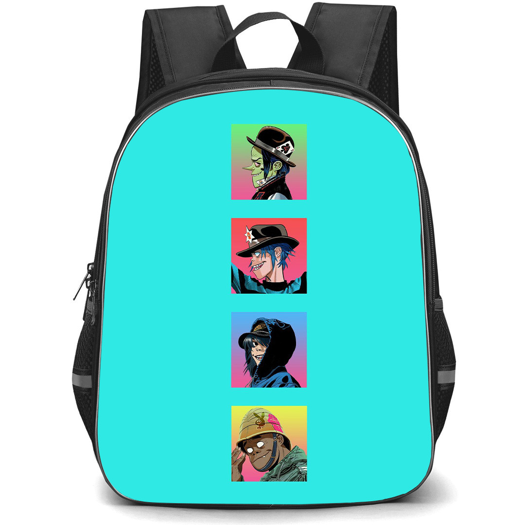 Gorillaz Backpack StudentPack - Gorillaz Members Portrait On Cyan Background