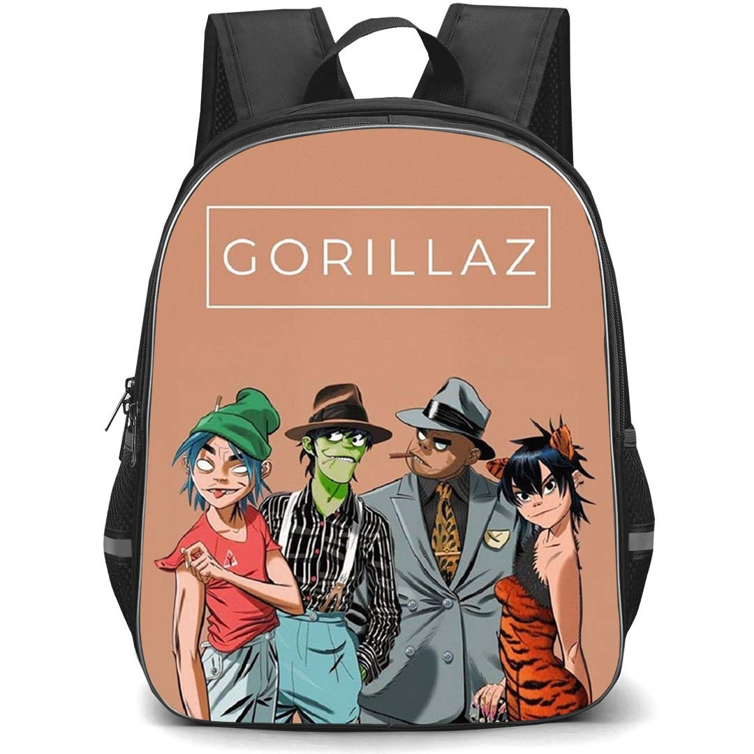 Gorillaz Backpack StudentPack - Gorillaz Team Member Cartoon Art On Brown Background