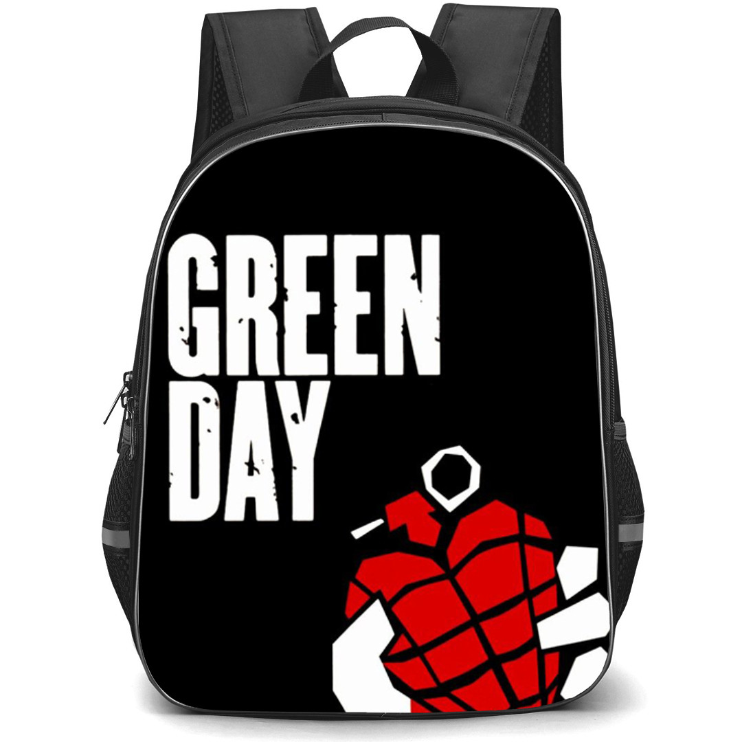 Green Day Backpack StudentPack - Green Day Brand Member Silhouette Art On Blue Background