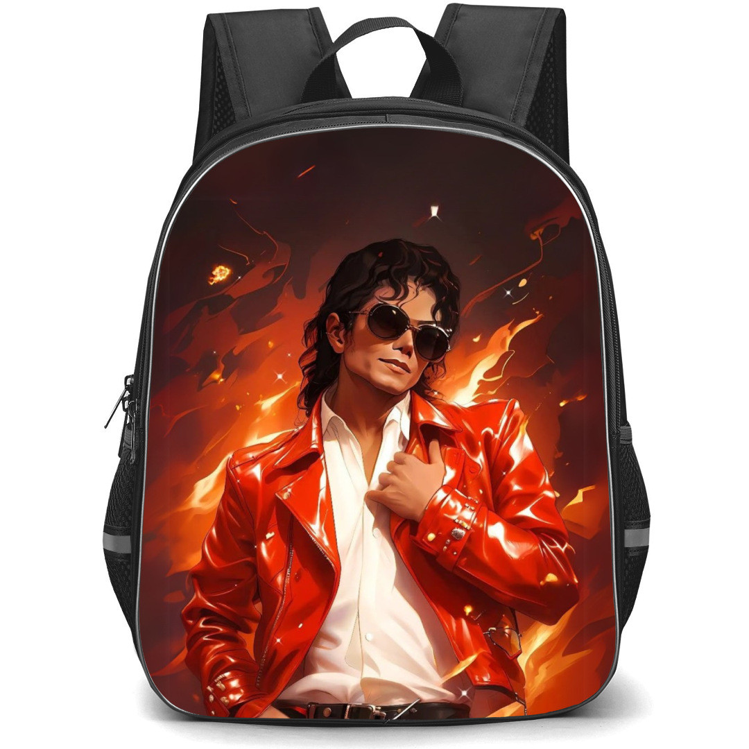 Michael Jackson Backpack StudentPack - Michael Jackson Portait Fire Background