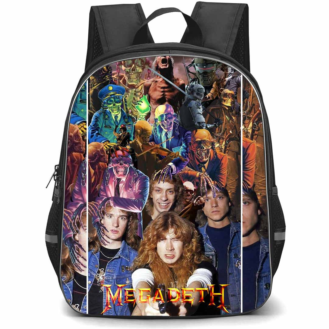 Megadeth Backpack School Bag StudentPack - Megadeth Band Member Collage Poster