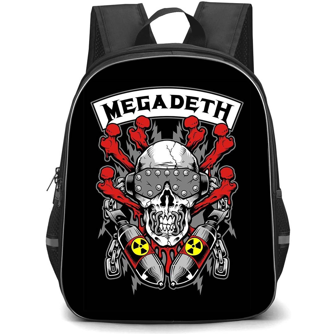 Megadeth Backpack School Bag StudentPack - Megadeth Rattleheads In Berkeley Logo Sticker