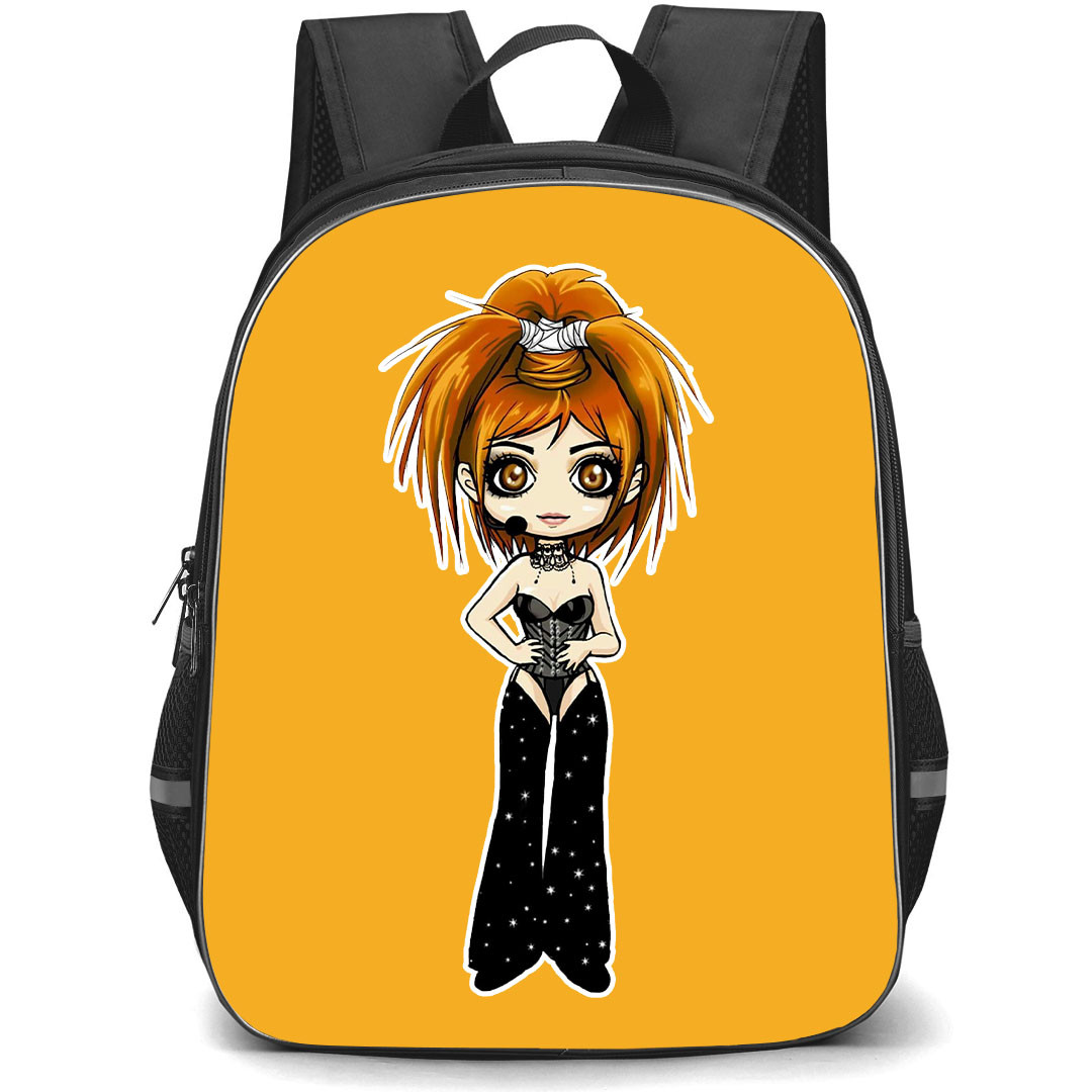 Mylene Farmer Backpack School Bag StudentPack - Mylene Farmer Cartoon Art Sticker On Orange Background