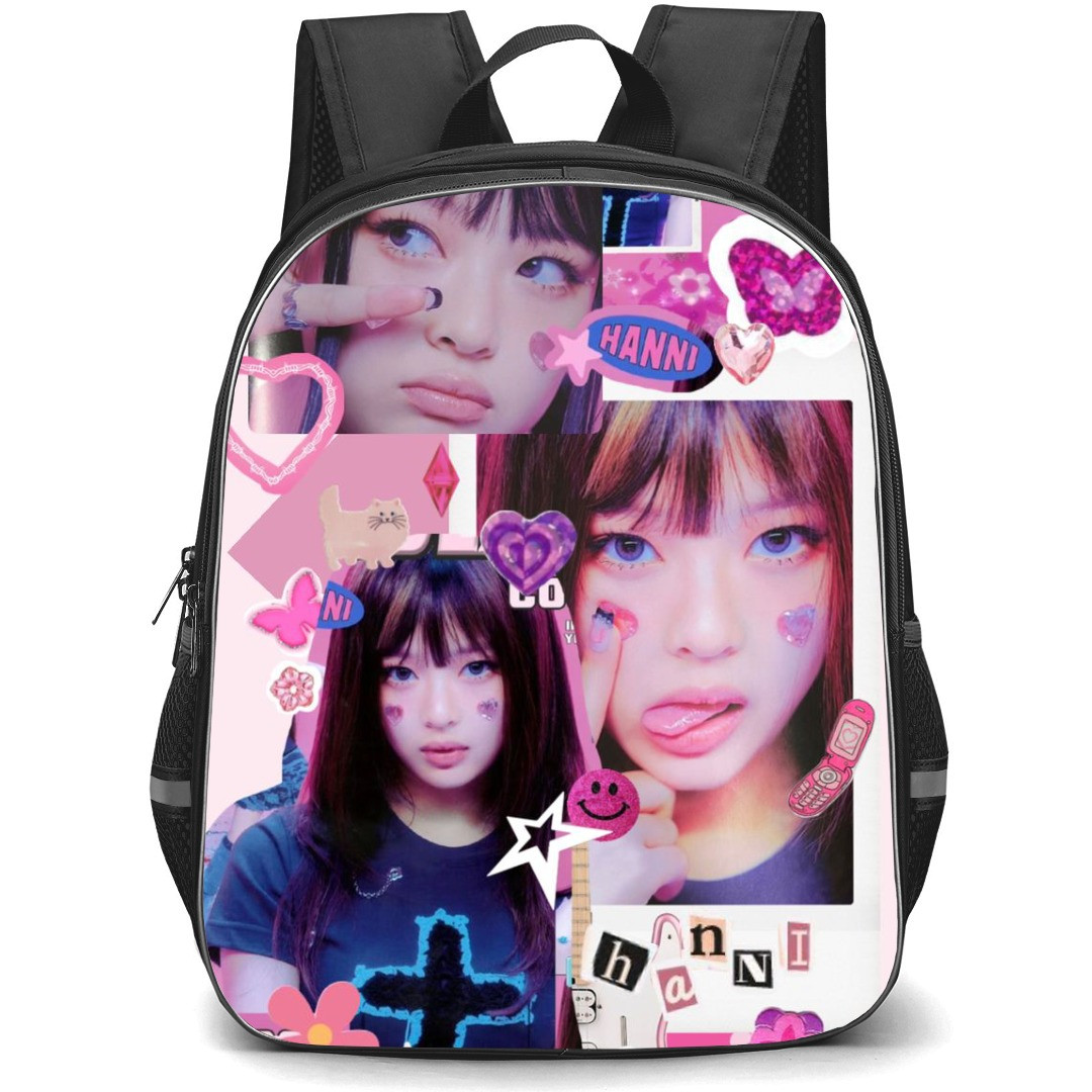 New Jeans Hanni Backpack StudentPack - Hanni Collage Pink Background