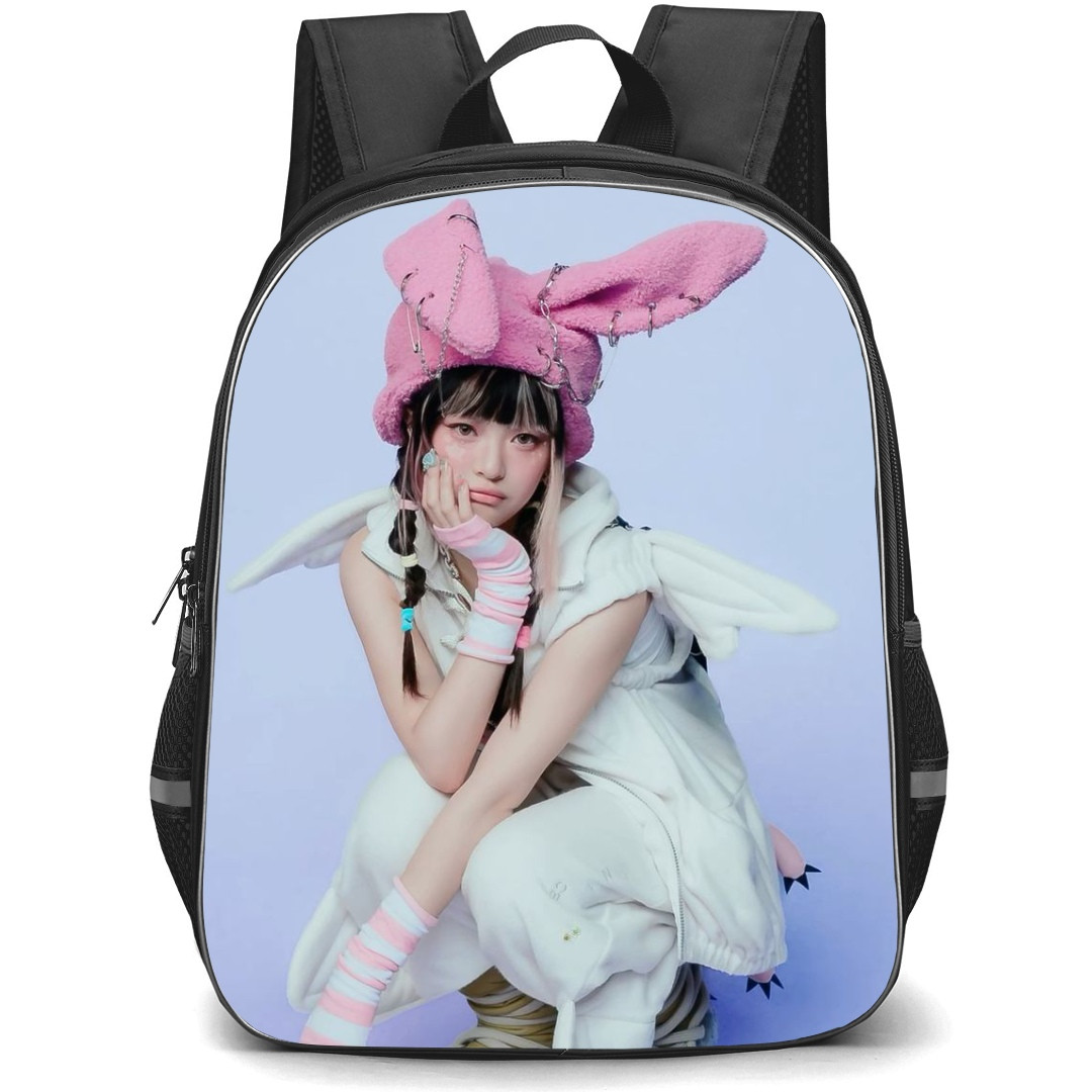New Jeans Hanni Backpack StudentPack - Hanni Sitting Purple Background