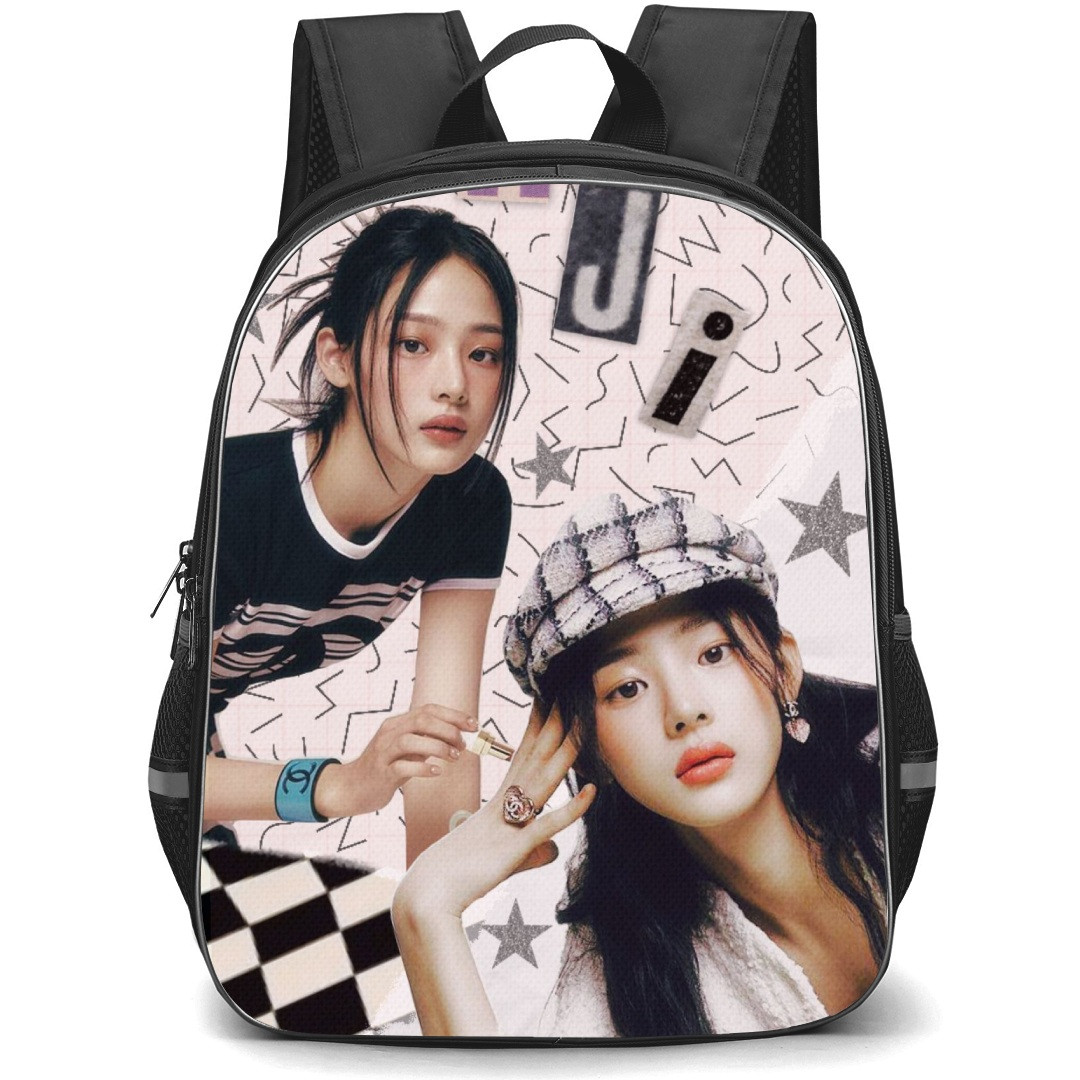 New Jeans Minji Backpack StudentPack - Minji Portrait On Graphic Background