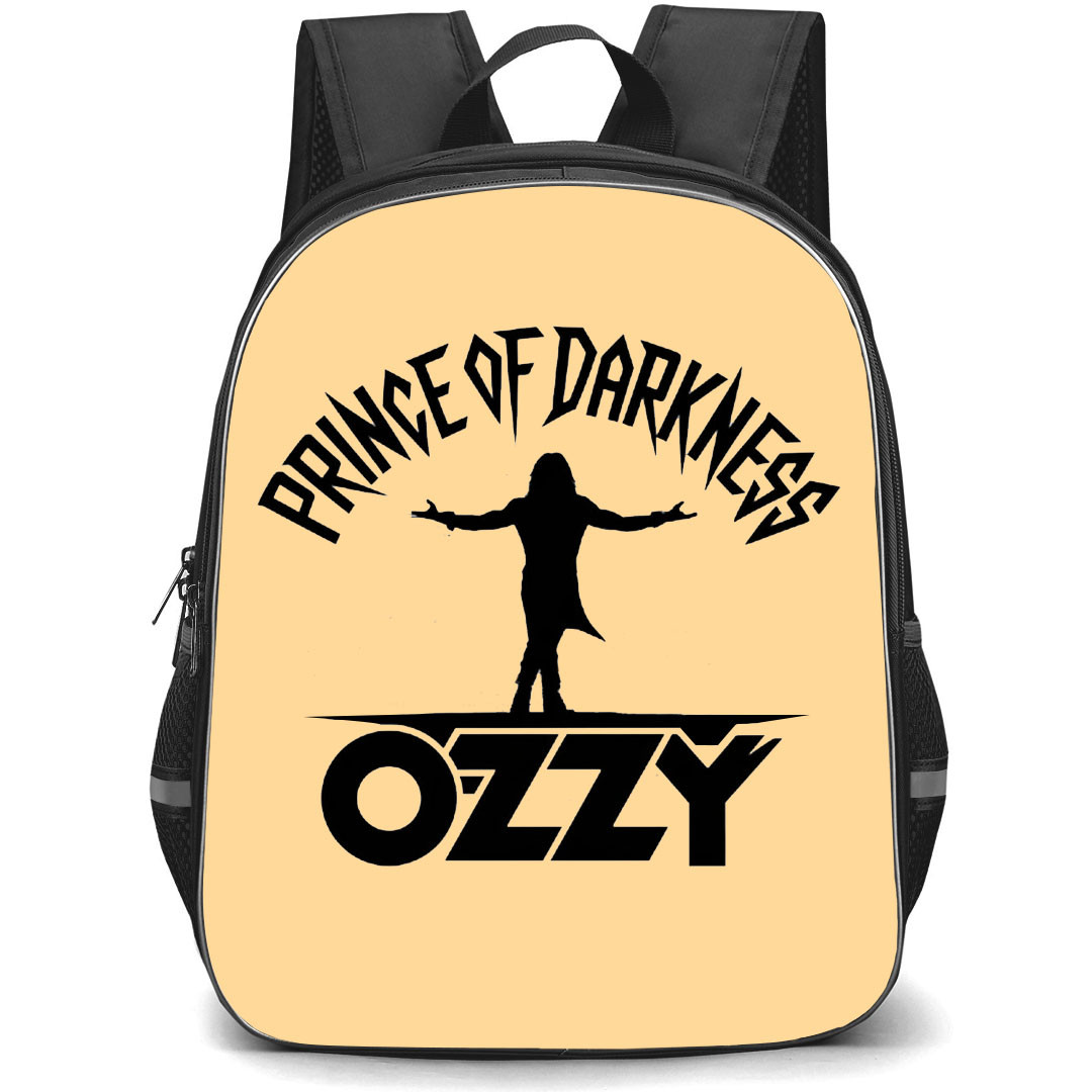 Pop Star Ozzy Osbourne Backpack StudentPack - Prince Of Darkness Silhouette On Beige Background