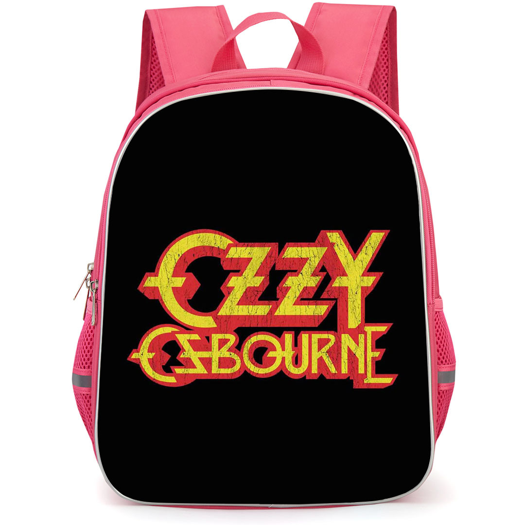 Pop Star Ozzy Osbourne Backpack StudentPack - Retro Logo On Black Background
