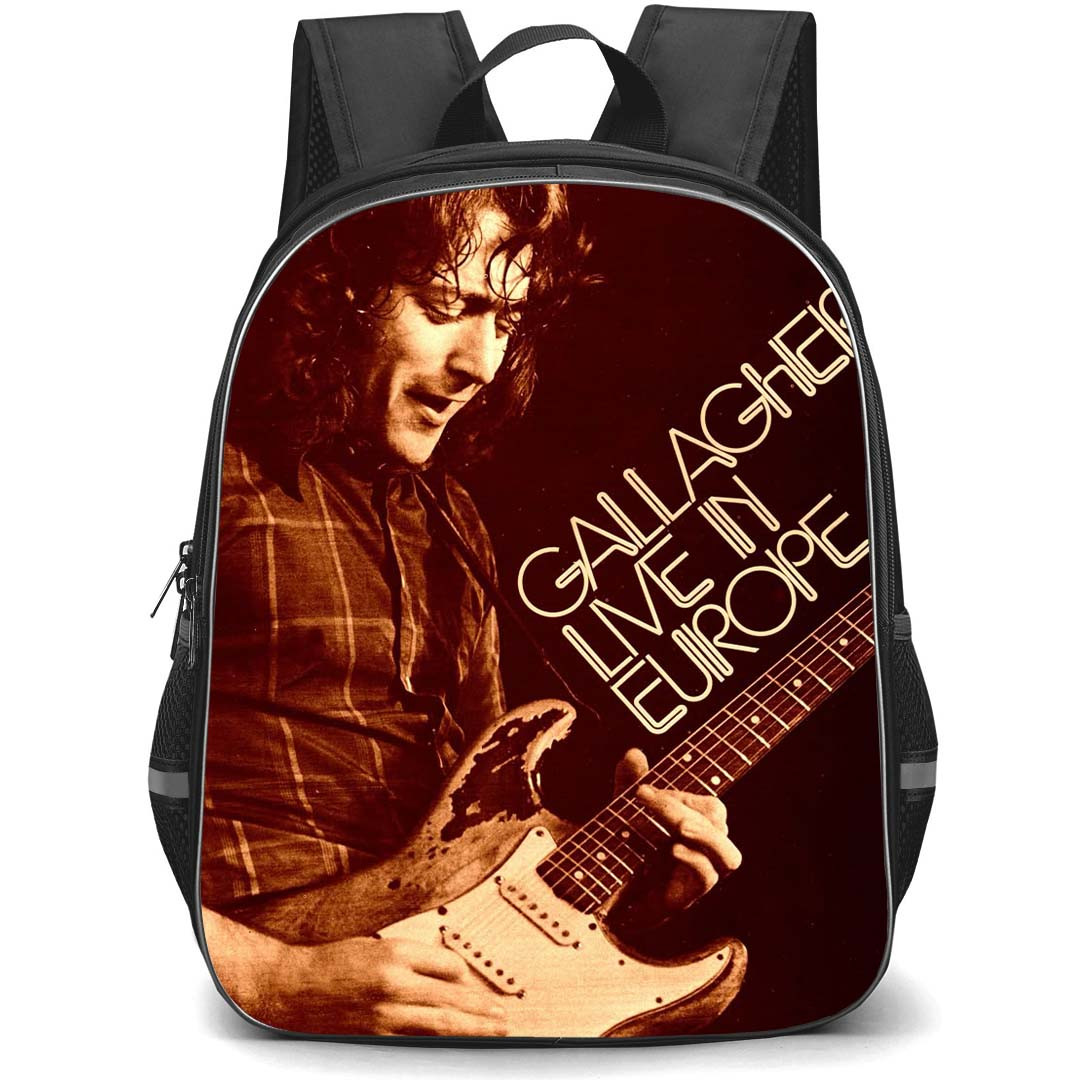 Rory Gallagher Backpack School Bag StudentPack - Rory Gallagher Playing Guitar Retro Poster